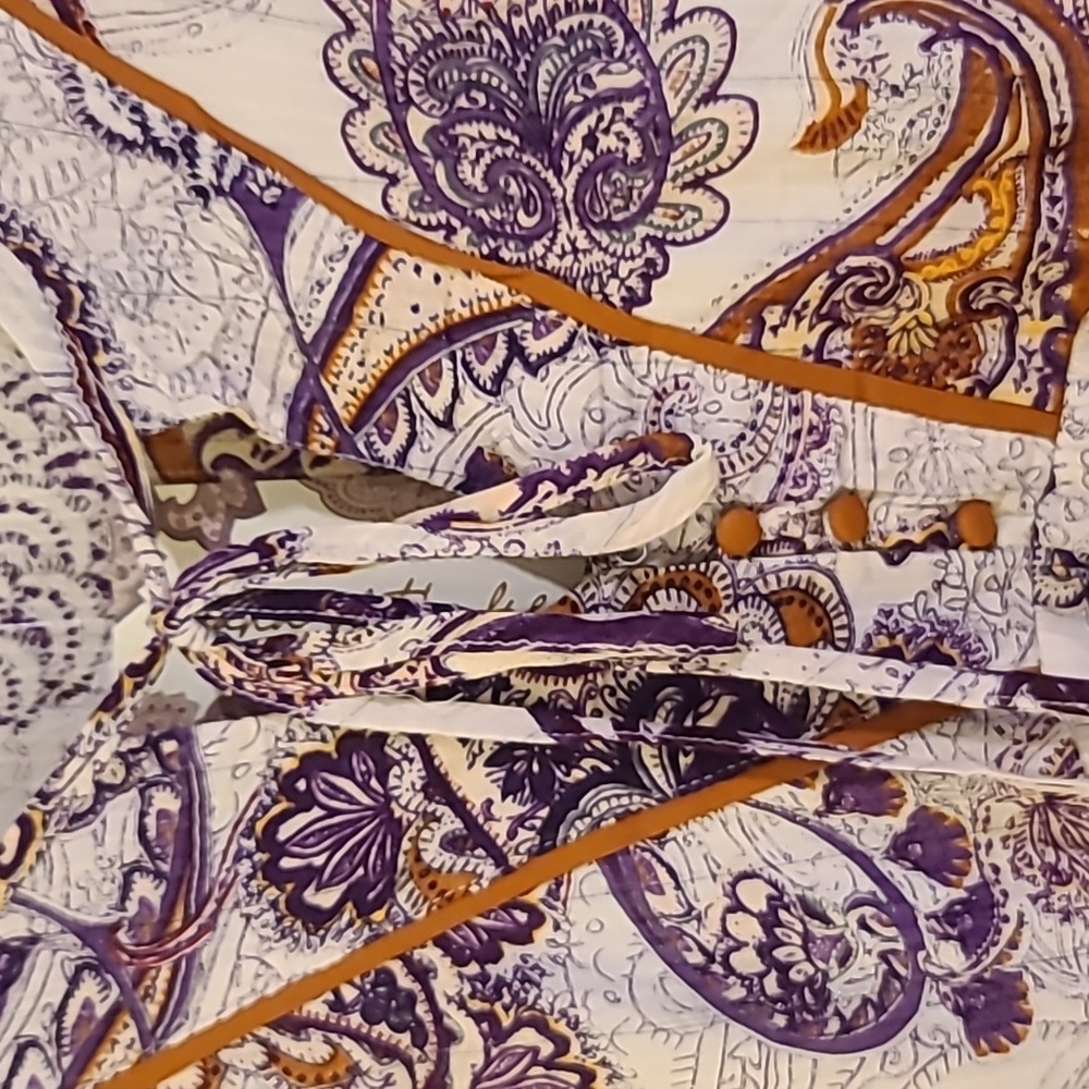 Free People White Dress with Purple Paisley and Rust Tassels - Picture 3 of 8